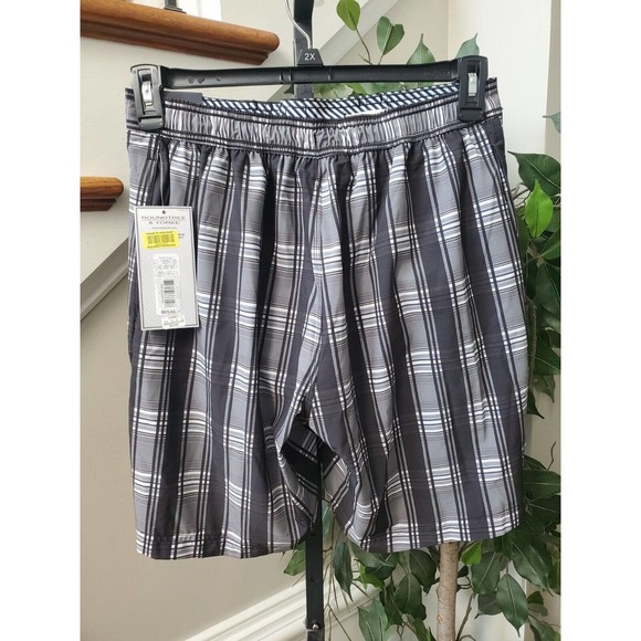 Roundtree & Yorke Men's Gray Plaid Polyester Pull On Stretch Swimwear Shorts M - Picture 6 of 12
